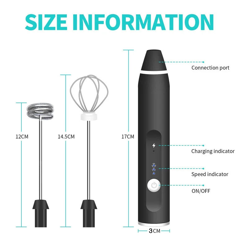 Live in style® Portable Electric Milk Frothers Wireless Rechargeable Handheld Blender Egg Beater with USB Mini Mixer for Coffee Cream