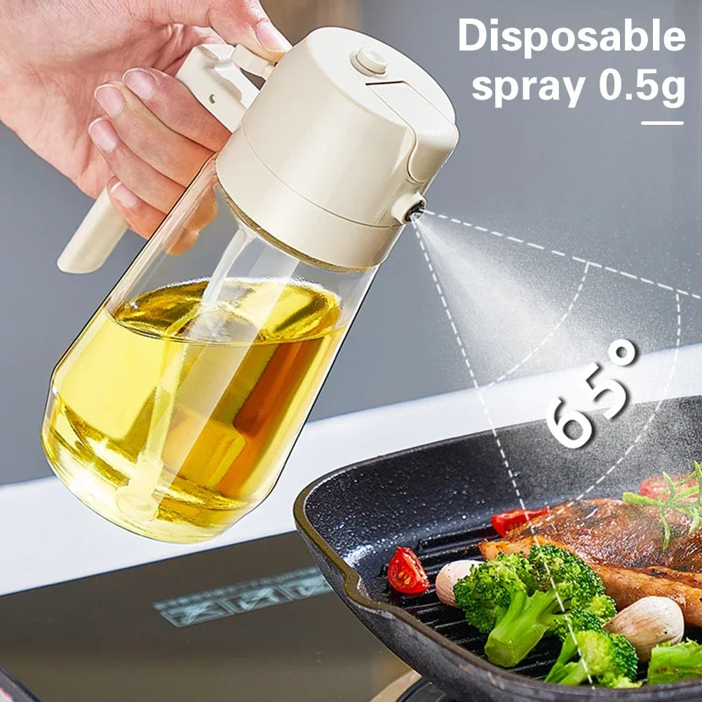 2 in1 Oil Spray Bottle Kitchen Olive Oil Dispense – Perfect for BBQ, Baking, Roasting & More!