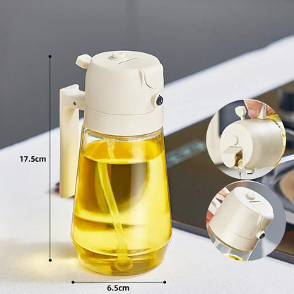 2 in1 Oil Spray Bottle Kitchen Olive Oil Dispense – Perfect for BBQ, Baking, Roasting & More!