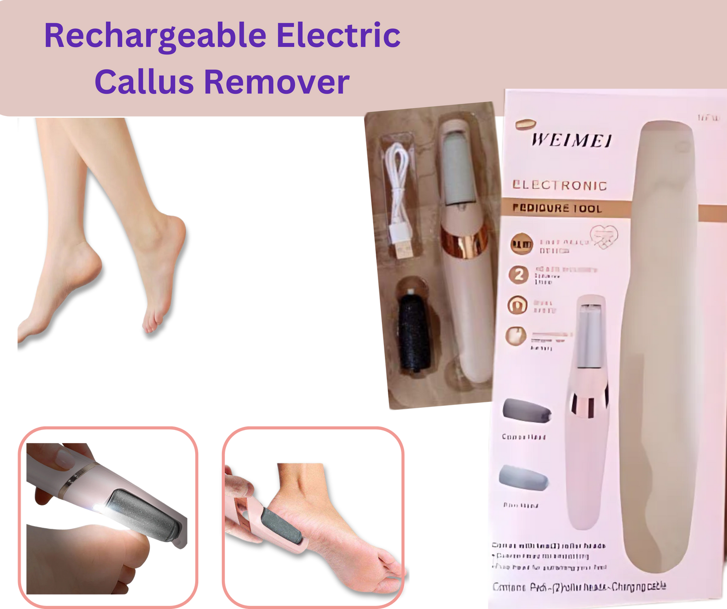 Live in style® Electric Foot File – Professional Pedicure Tool for Smooth, Callus-Free Heels